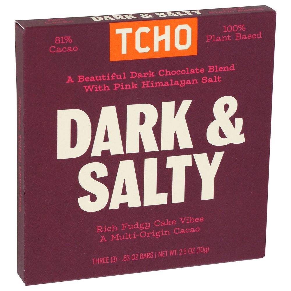 Tcho Bar Dark and Salty Chocolate Bar, 2.5 Ounce -- 10 per case