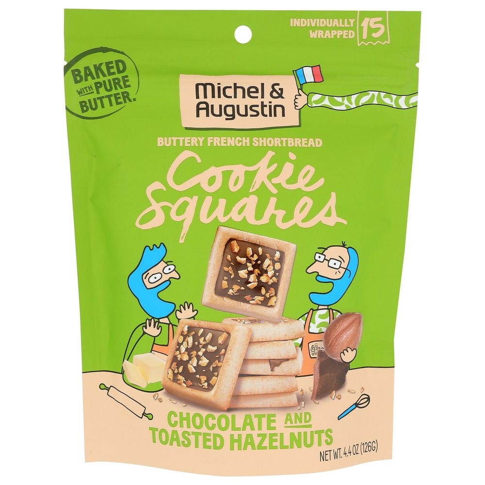 Michel et Augustin Chocolate Hazelnut Cookie Squares, 4.4 Ounce -- 6 per case