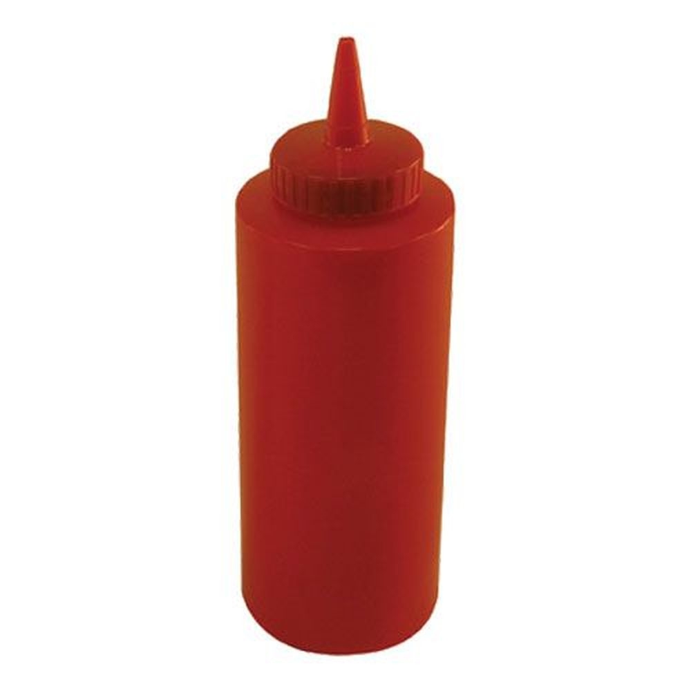 Winco PSB-12R Plastic Red Regular Squeeze Bottle, 12 Ounce Capacity