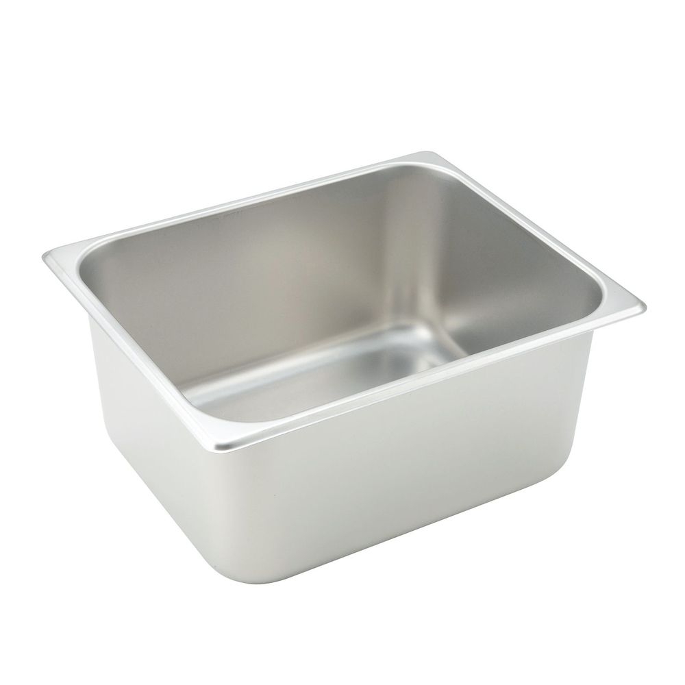 Winco SPH6 25 Gauge 18/8 Stainless Steel Half Size Straight-Sided Steam Table Pan, 6 inch Deep