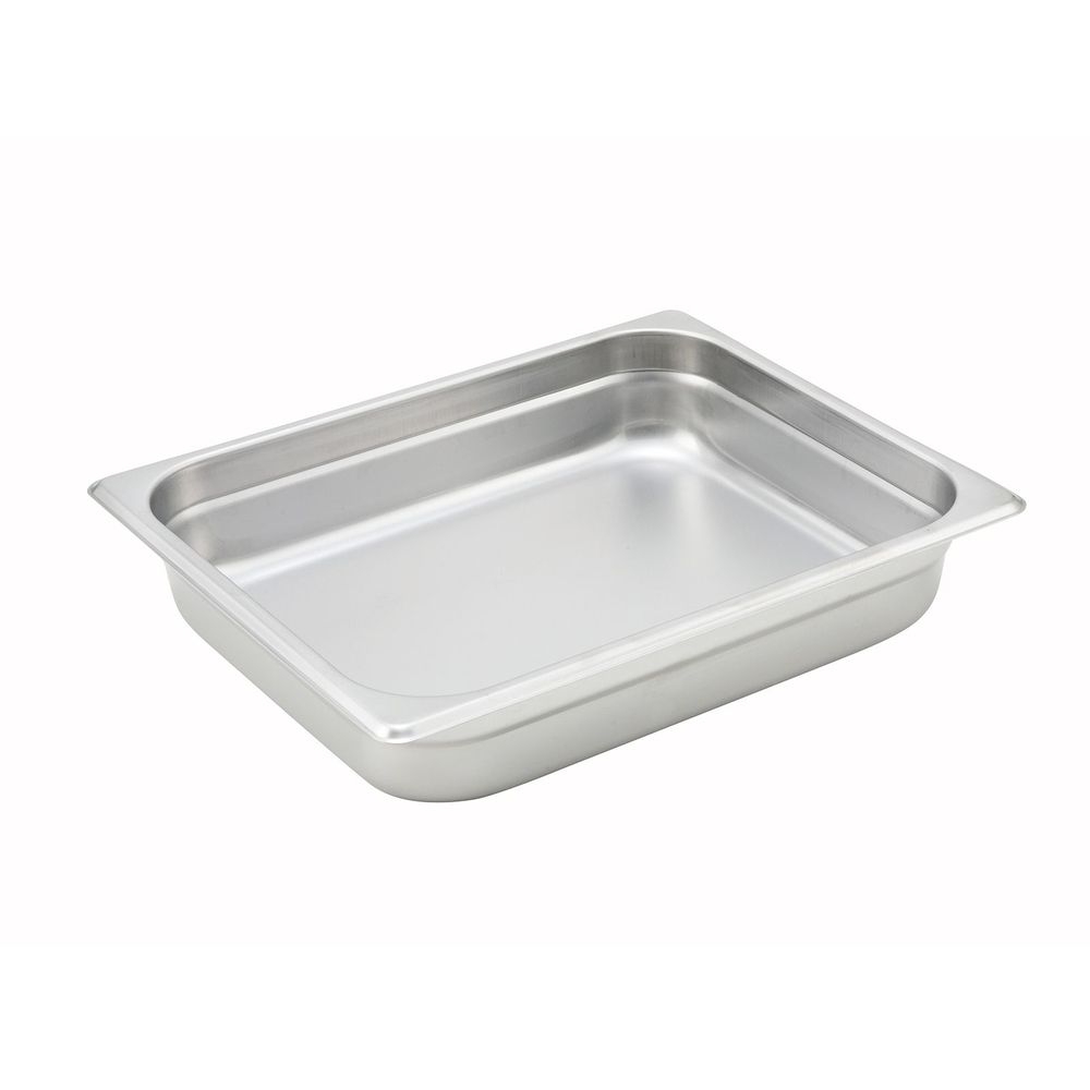 Winco SPJH-202 22 Gauge 18/8 Stainless Steel Half Size Anti-Jam Steam Pan, 2.5 inch Deep