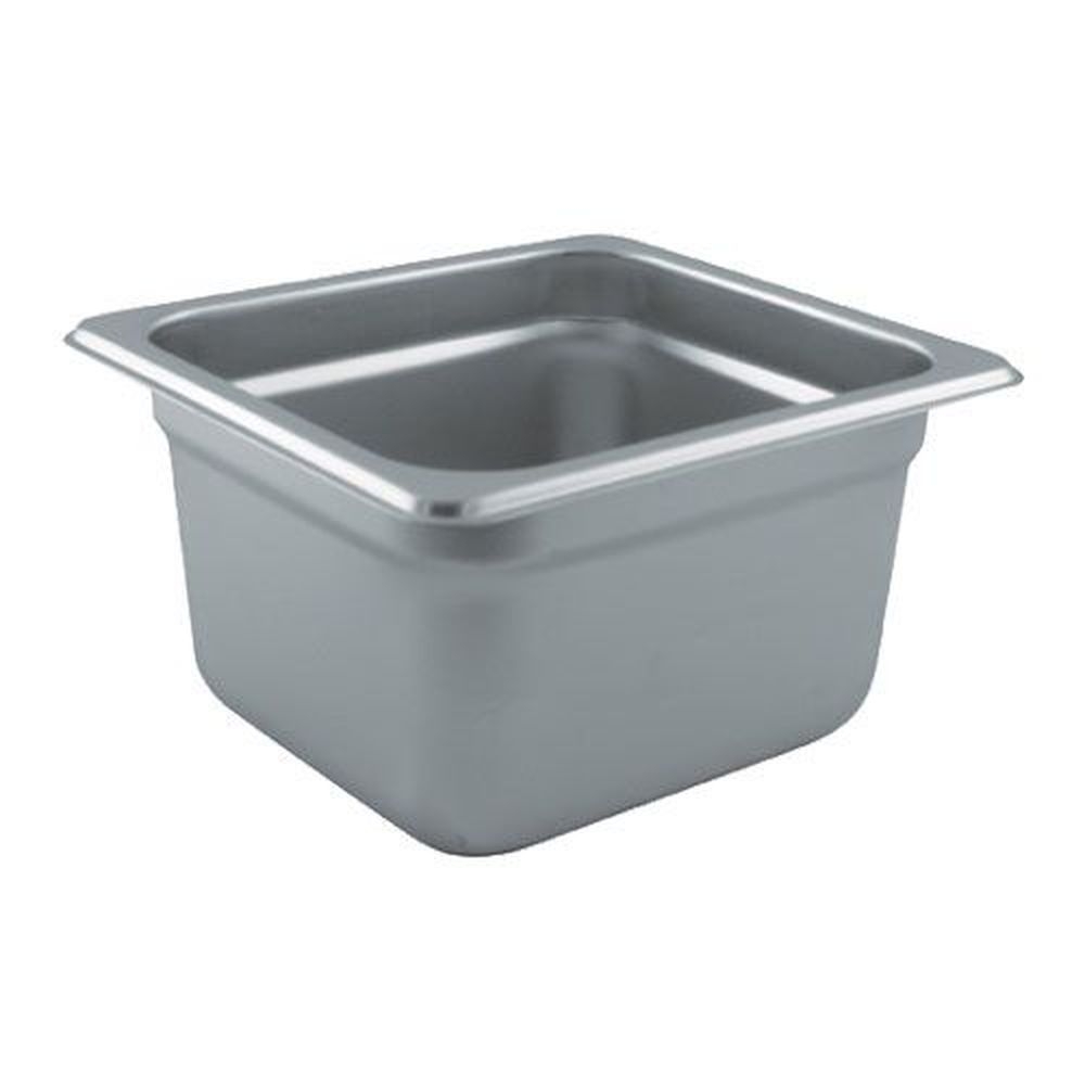 Winco SPJL-604 25 Gauge 18/8 Stainless Steel Sixth Size Anti-Jam Steam Table Pan, 4 inch Deep