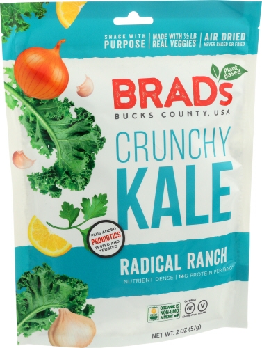 Brads Raw Probiotic Radical Ranch Crunchy Kale, 2 Ounce -- 12 per case