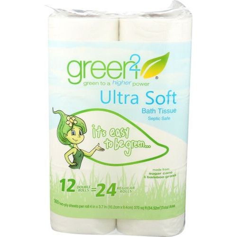 Green 2 Ultra 2 Ply Soft Bath Tissue Roll, 12 count -- 8 per case