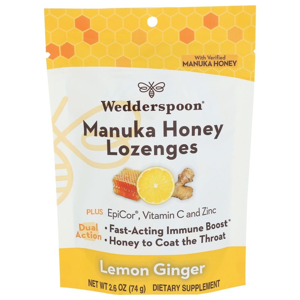Wedderspoon Lemon Ginger Manuka Honey Lozenges, 2.6 Ounce -- 6 per case