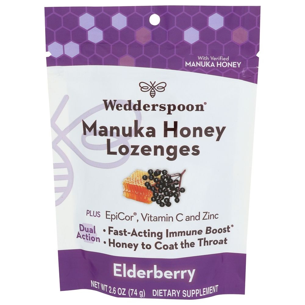 Wedderspoon Elderberry Manuka Honey Lozenges, 2.6 Ounce -- 6 per case