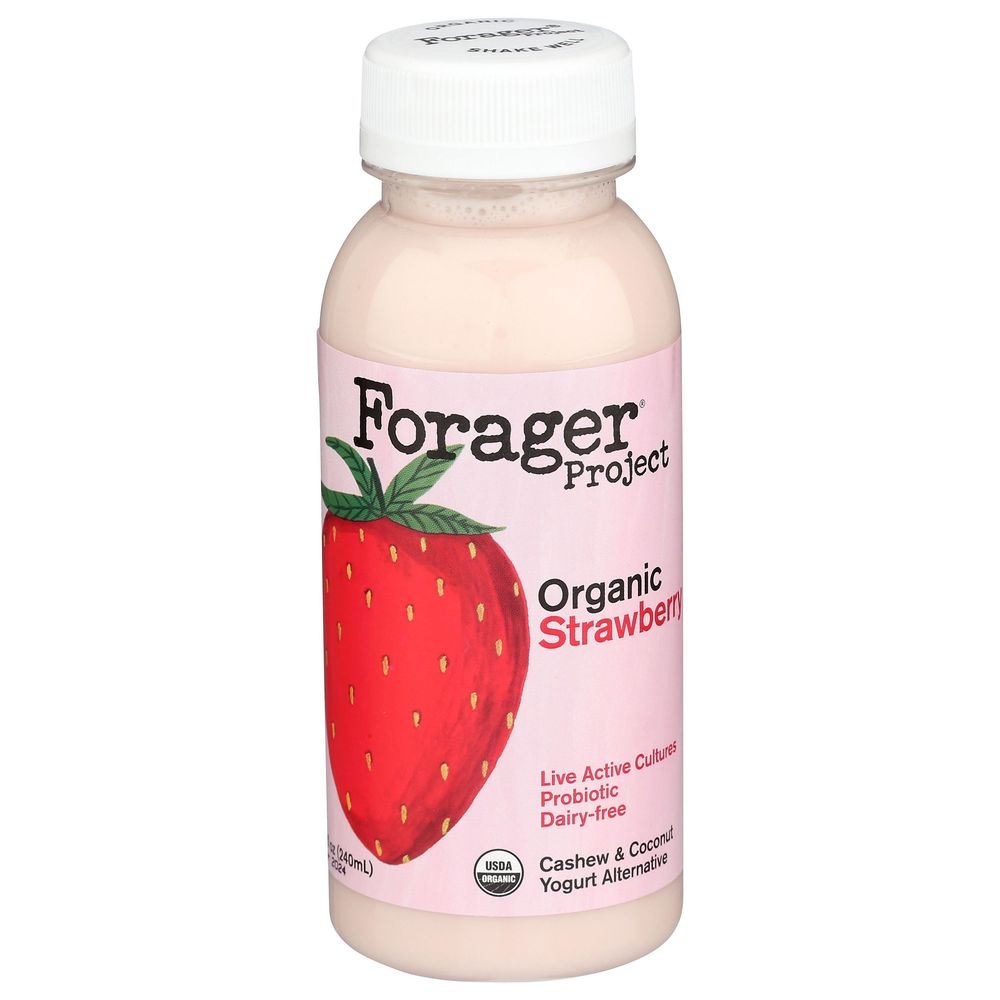 Forager Strawberry Drinkable Cashewmilk Yogurt, 8 Fluid Ounce -- 6 per case