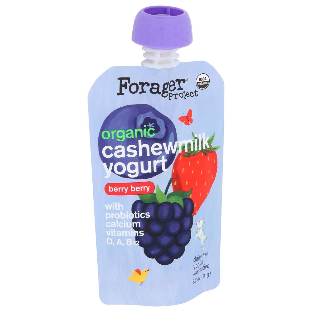 Forager Organic Berry Berry Cashewmilk Yogurt for Kids, 3.2 Ounce -- 8 per case