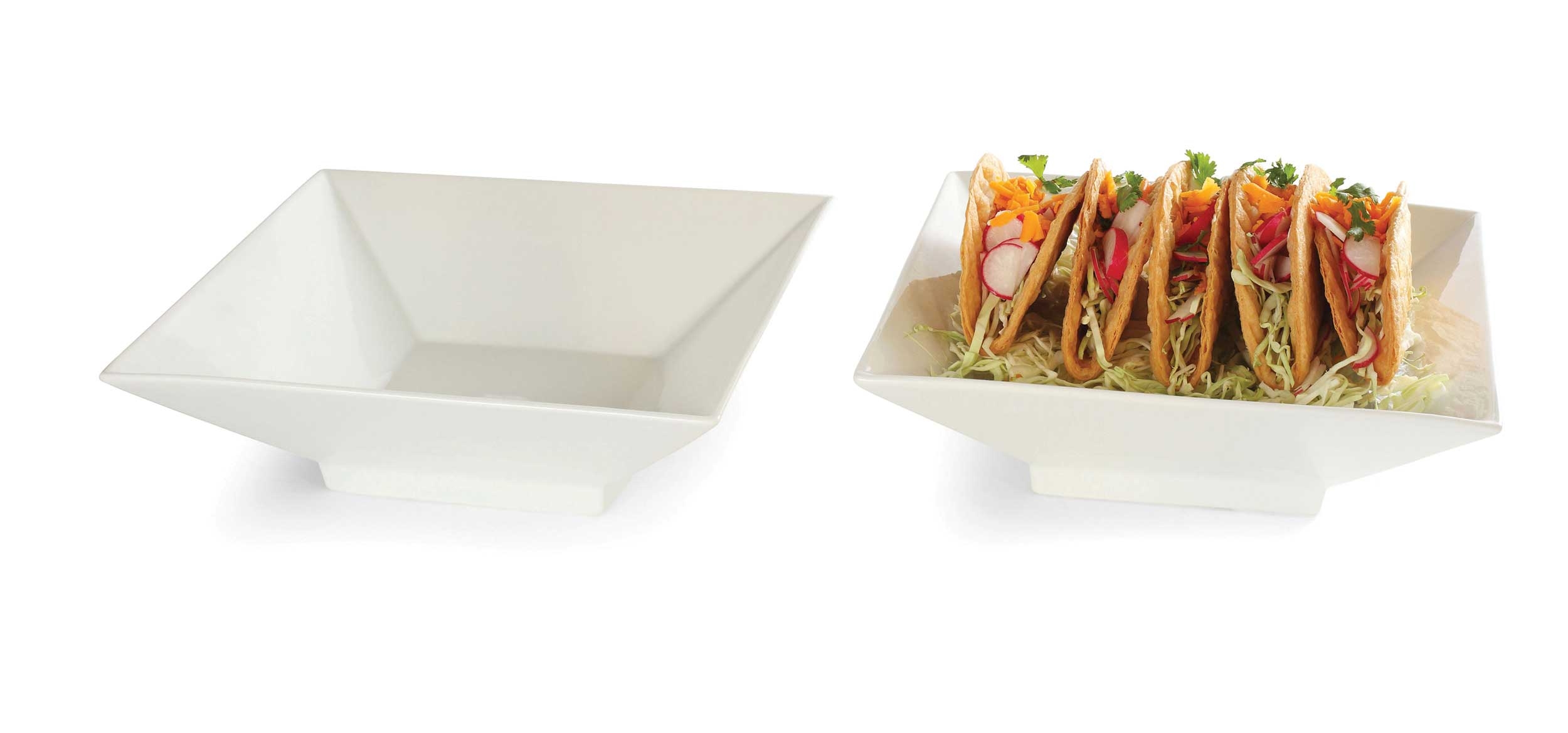 Rosseto Large Square White Porcelain Bowl, set of 2
