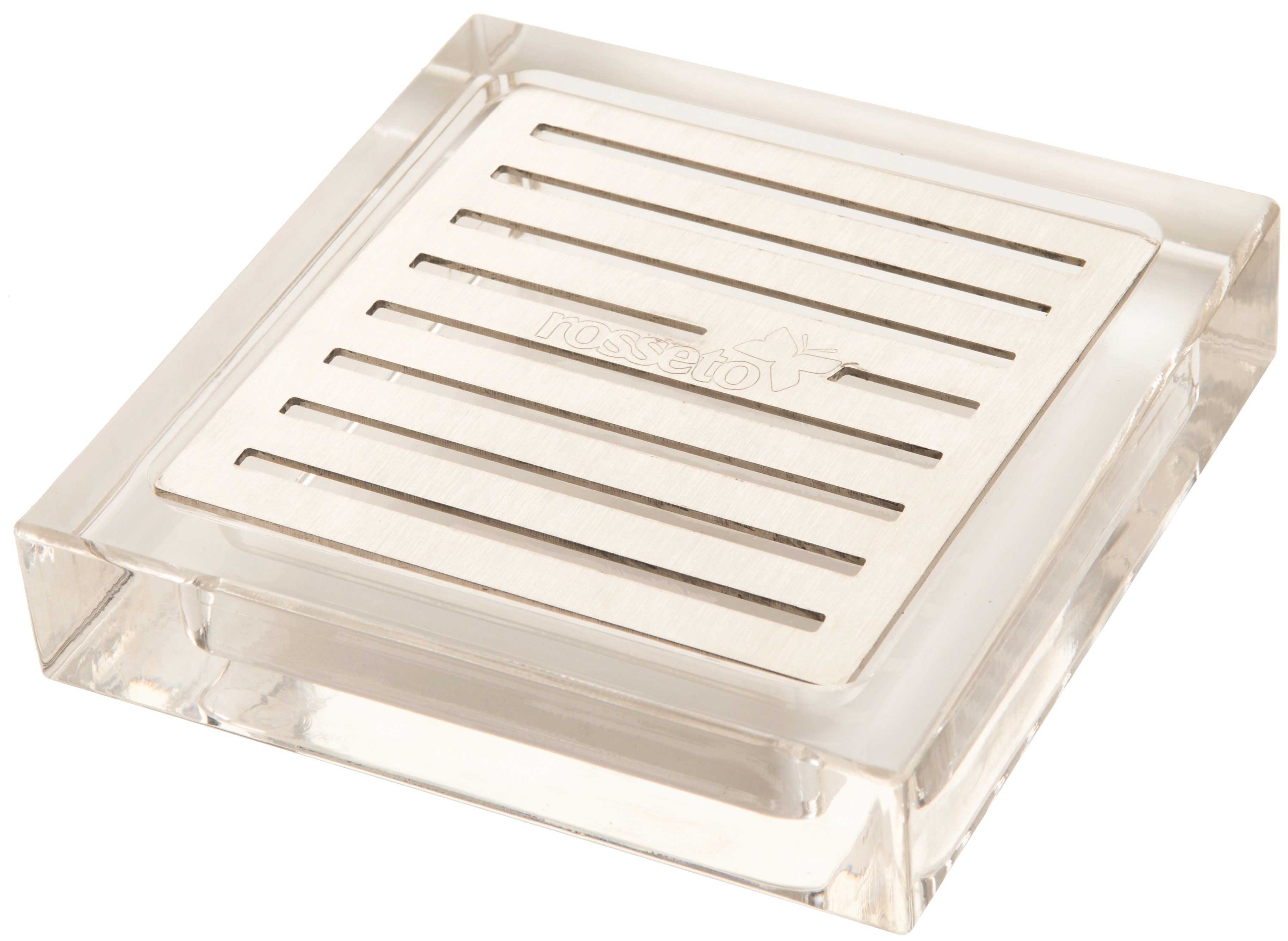 Rosseto Square Acrylic Drip Tray with Stainless Steel Insert, 4.25 x 4 x 1 inch
