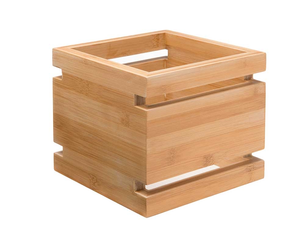 Rosseto Skycap Short Natural Gloss Bamboo Multi-Level Riser, 6.5 x 6.5 x 6.5 inch
