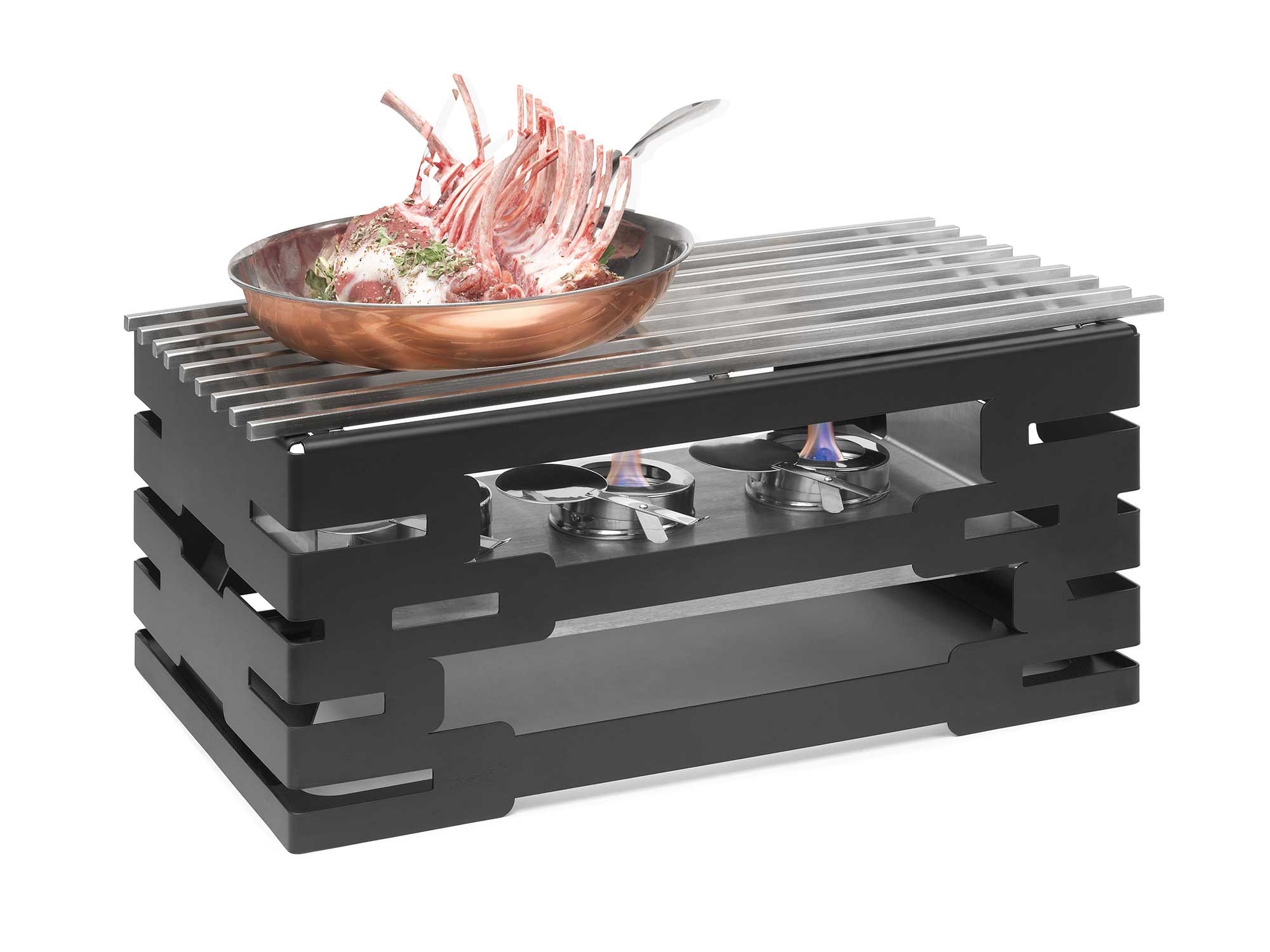 Rosseto Multi-Chef Rectangular Black Matte Warmer with Track Grill Top, 23.25 x 13.5 x 10.38 inch