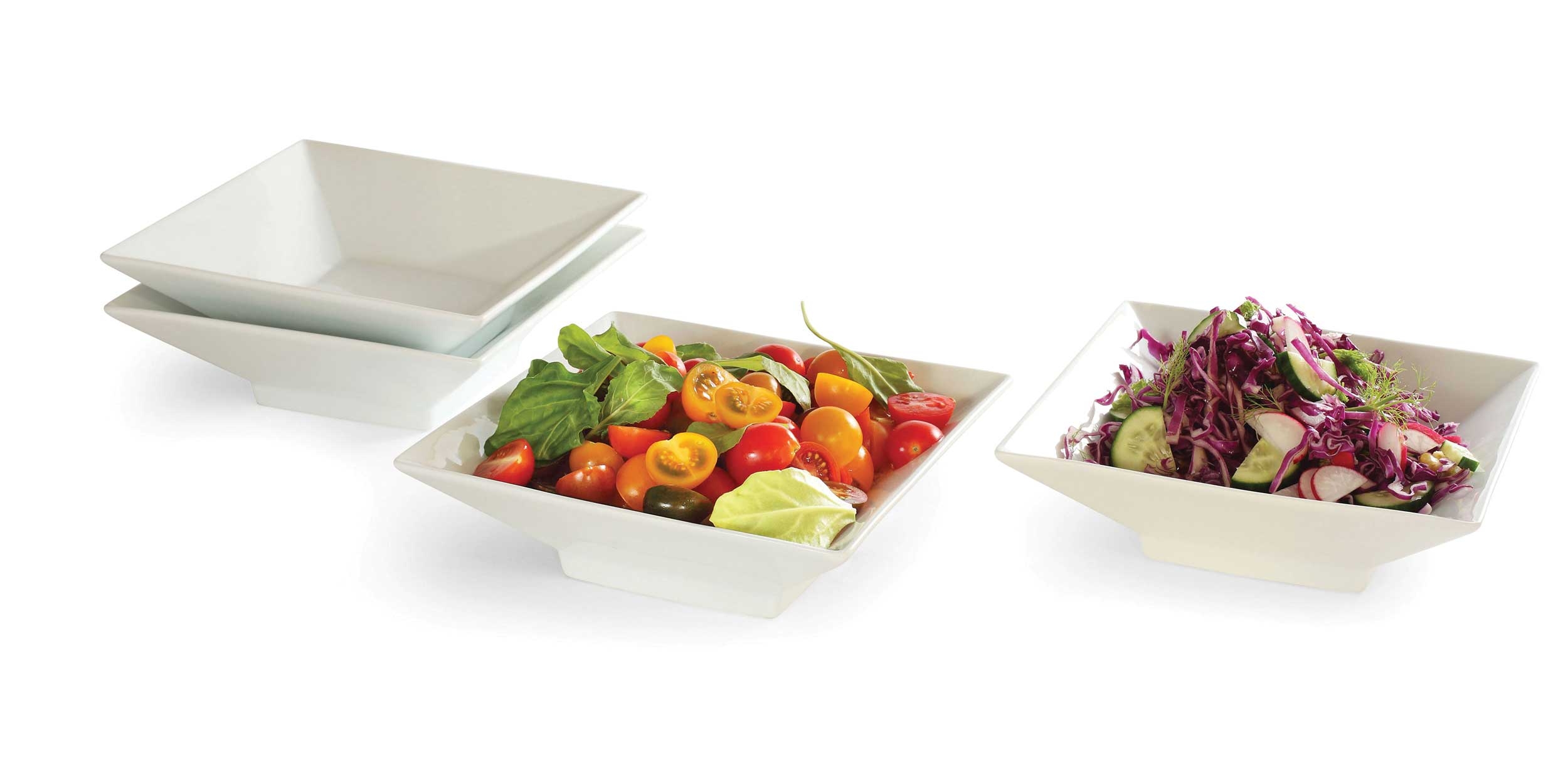 Rosseto 8.5 inch Square White Porcelain Bowl, set of 4