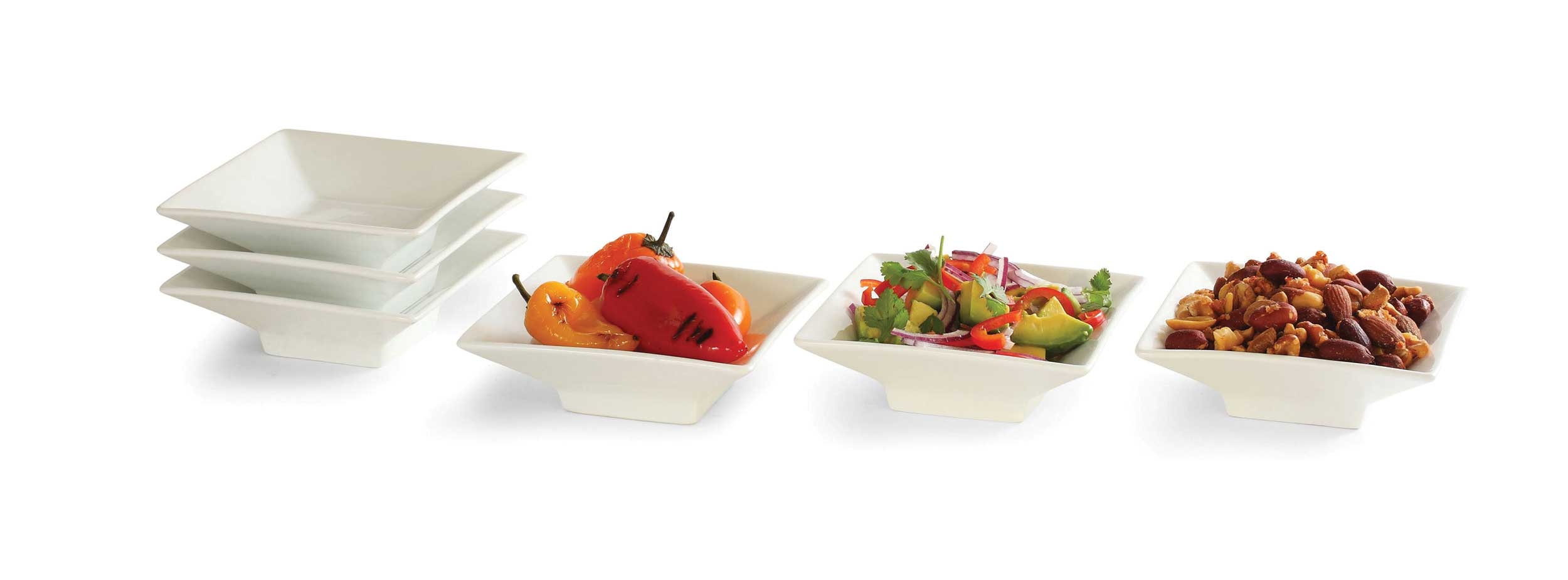 Rosseto 4.5 inch Square White Porcelain Bowl, set of 6