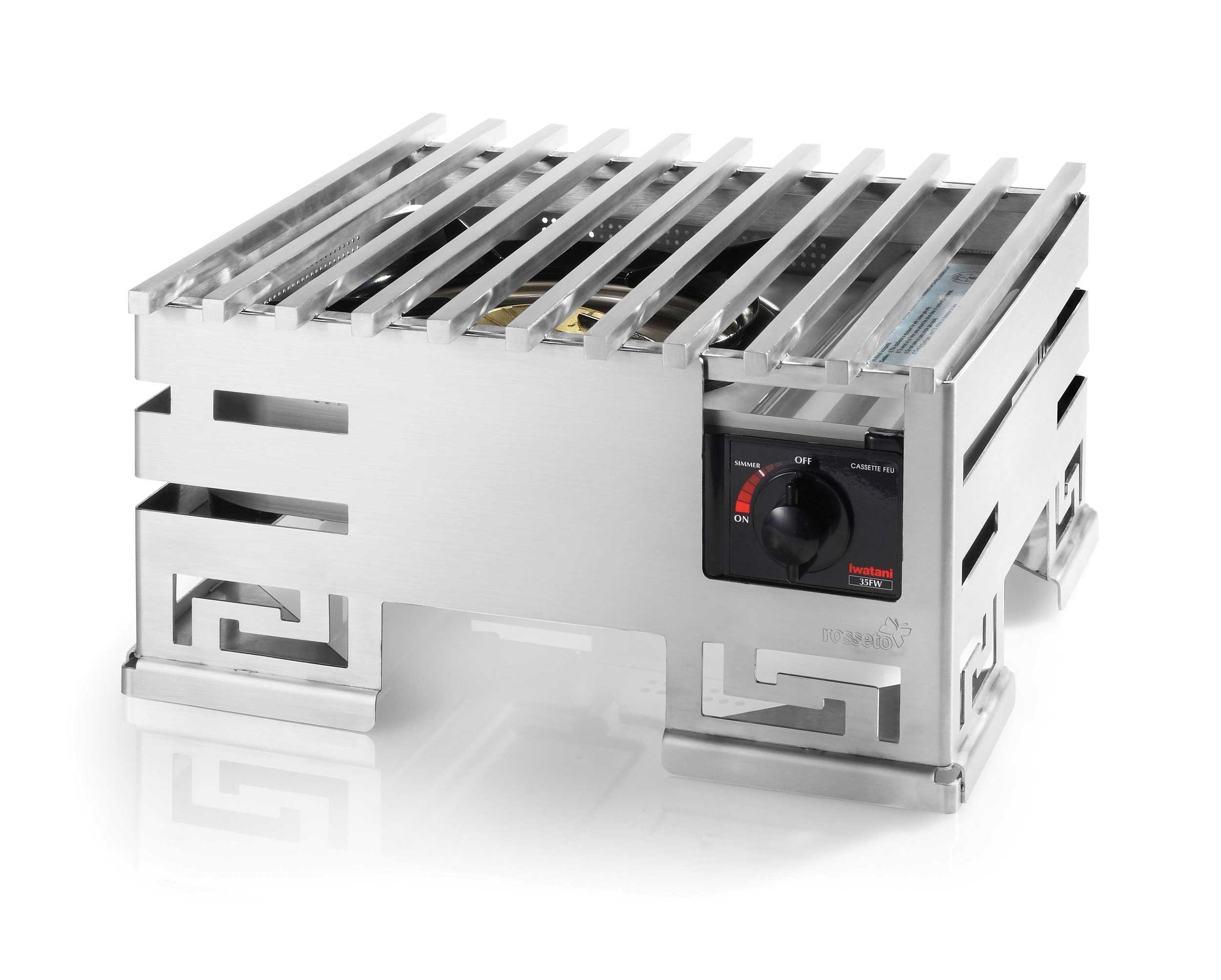 Rosseto Mini-Chef Stainless Steel Warmer Kit with Track Grill Burner Stand and 1 Fuel Holder