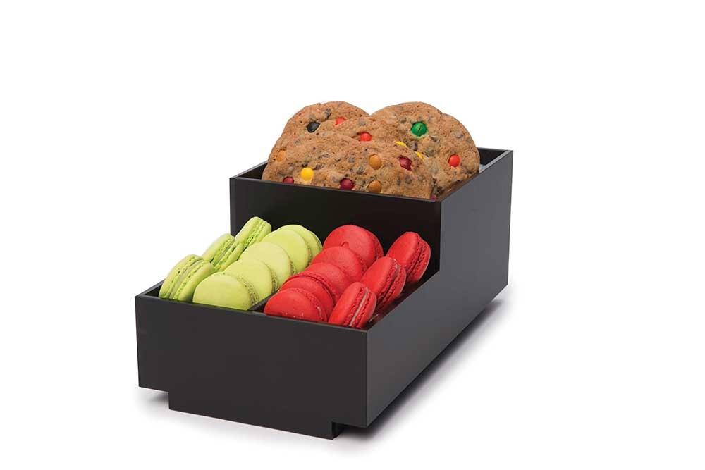Rosseto Acrylic Small Condiment Black Matte Tray Bakery Block, 8 x 14.5 x 6.25 inch