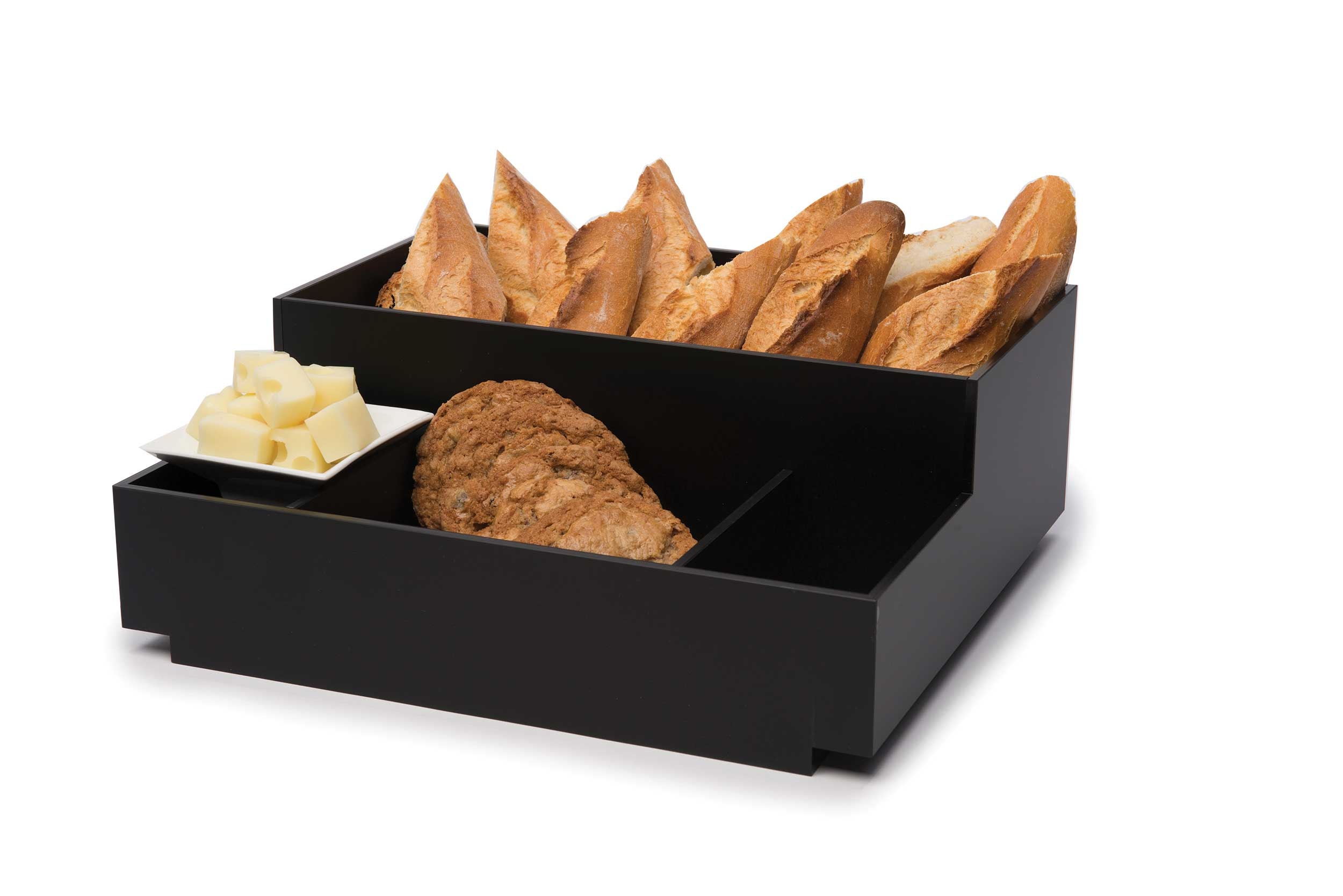 Rosseto Acrylic Large Condiment Black Matte Tray Bakery Block, 16 x 14.5 x 6.25 inch