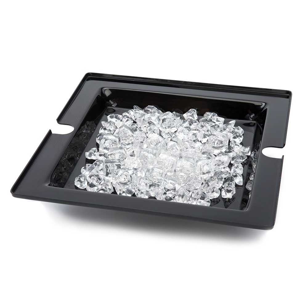 Rosseto Square Black Acrylic Ice Tub for Swan Riser, 14.13 x 14.13 x 3 inch