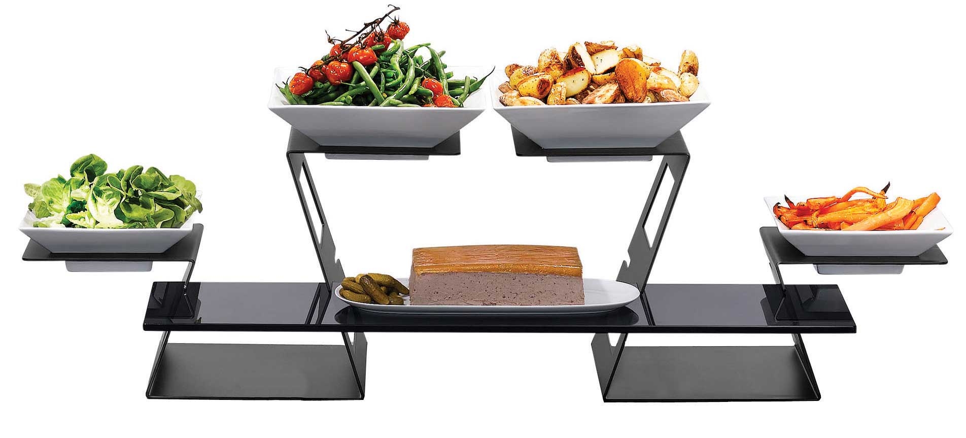 Rosseto Swan Multi-Level System Black Matte with Black Tempered Glass 7 Piece Riser Kit