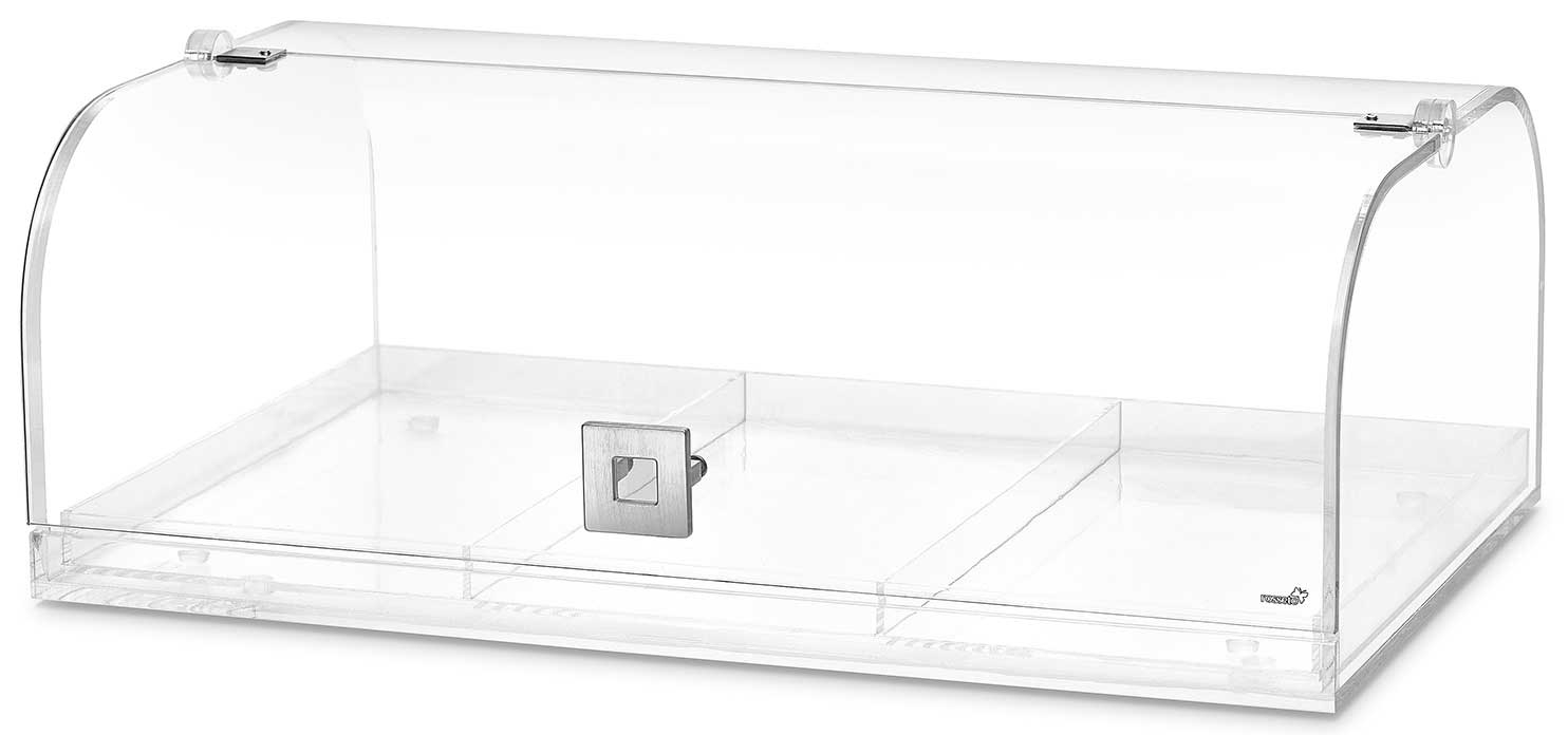 Rosseto Dome Bakery Case with 3 Row Divider Tray, 19.13 x 12.75 x 7.5 inch