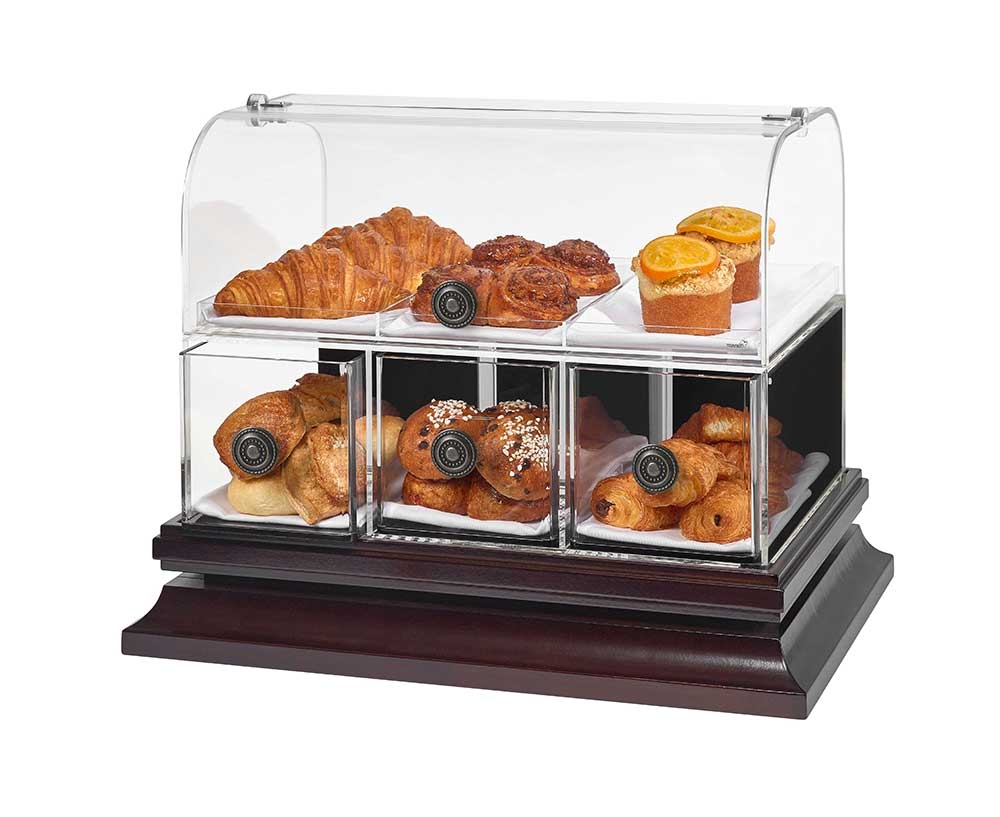 Rosseto Small Two Door Bakery Cabinet with Three Frosted Trays, 19.63 x 12.75 x 23.25 inch