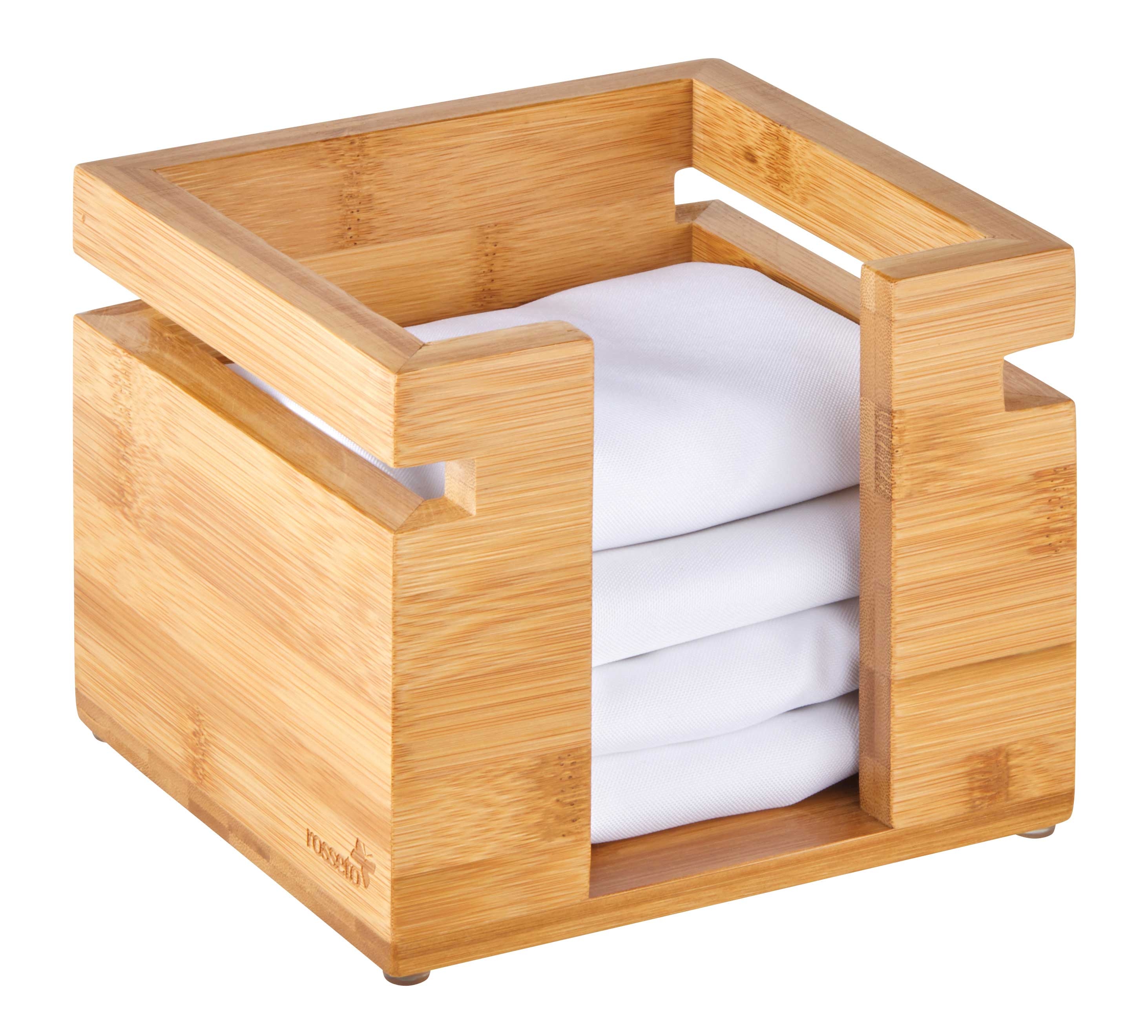 Rosseto Natura Square Bamboo Napkin Holder, 6.3 x 6.3 x 5.6 inch