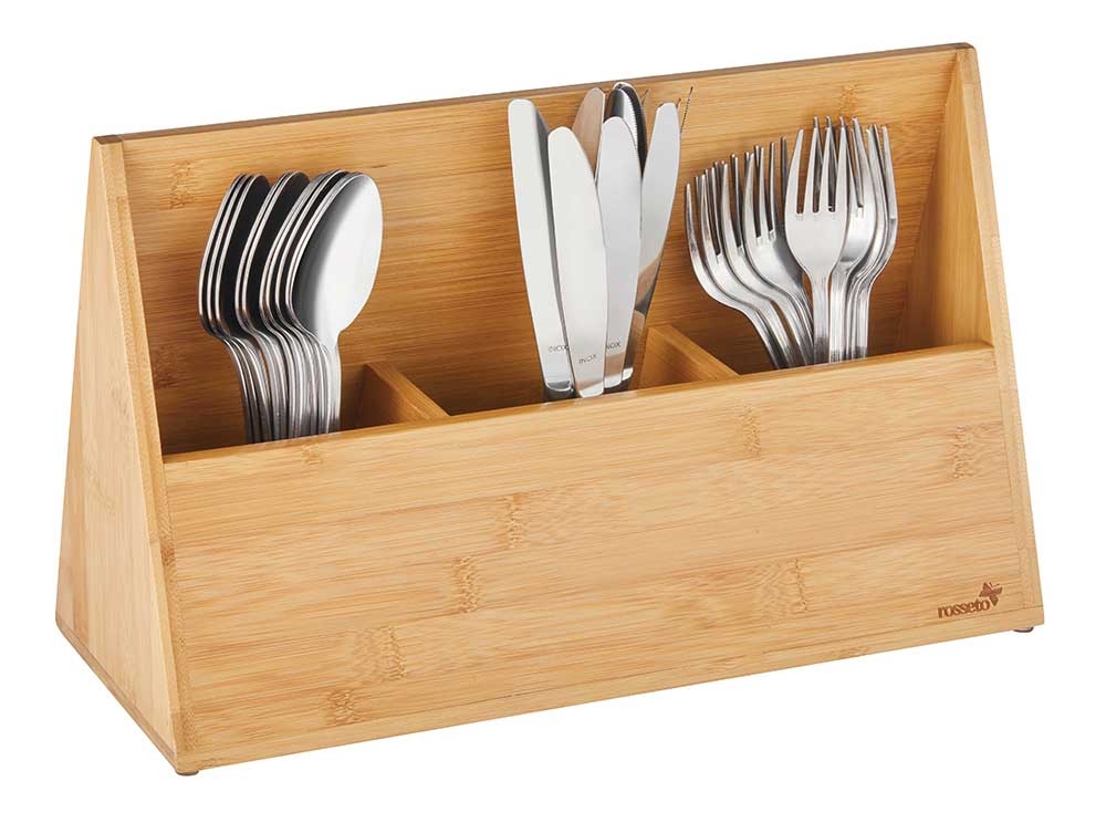 Rosseto Natura Bamboo Cutlery Holder, 15.8 Ã— 6.5 Ã— 9.6 inch