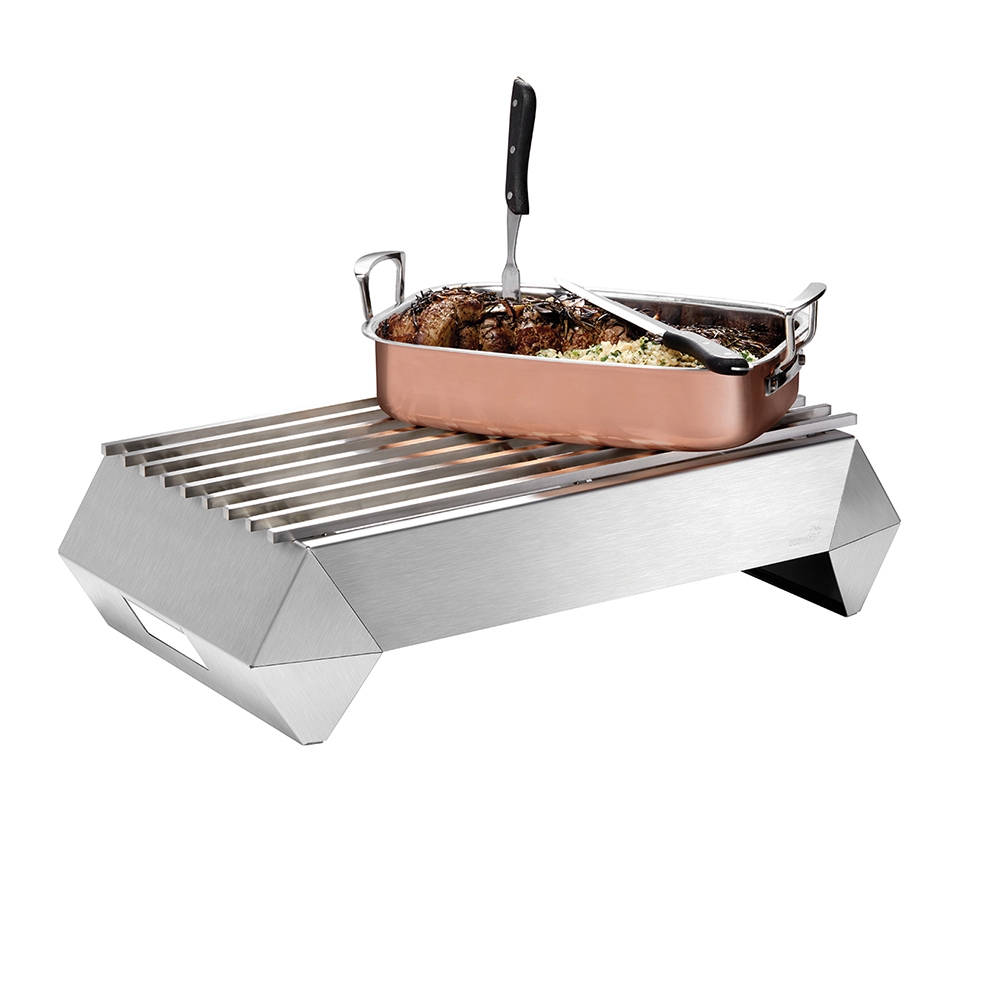 Rosseto Diamond Multi-Chef Stainless Steel Warmer Kit with Grill 3 Fuel Holders and Reversible Burner Stand, 26.63 x 16 x 7.38 inch