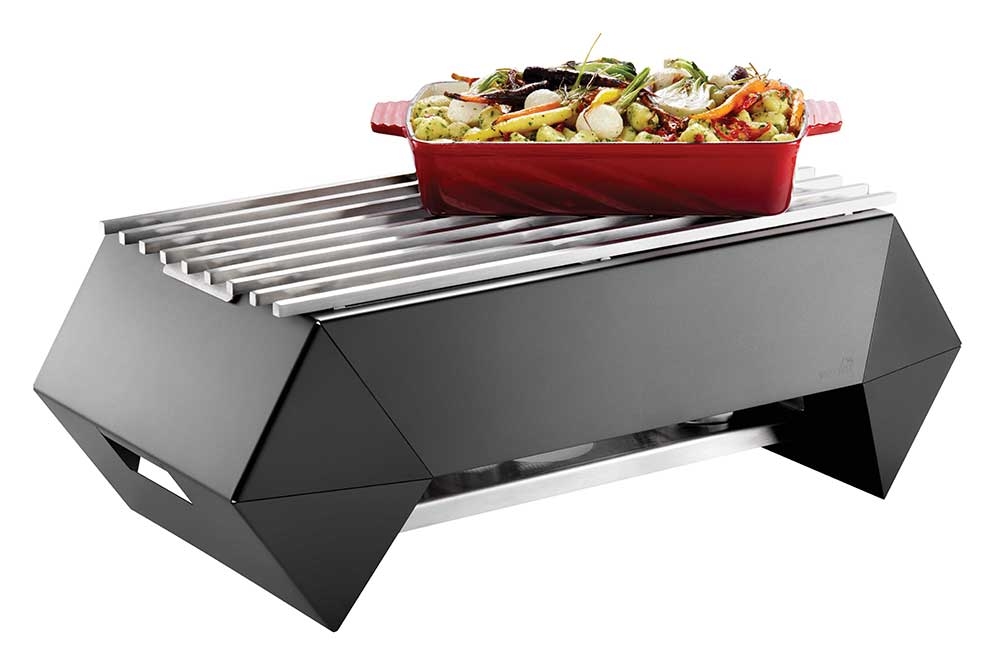 Rosseto Diamond Multi-Chef Black Matte Warmer Kit with Grill 3 Fuel Holders and Reversible Burner Stand, 28 x 17 x 9.88 inch