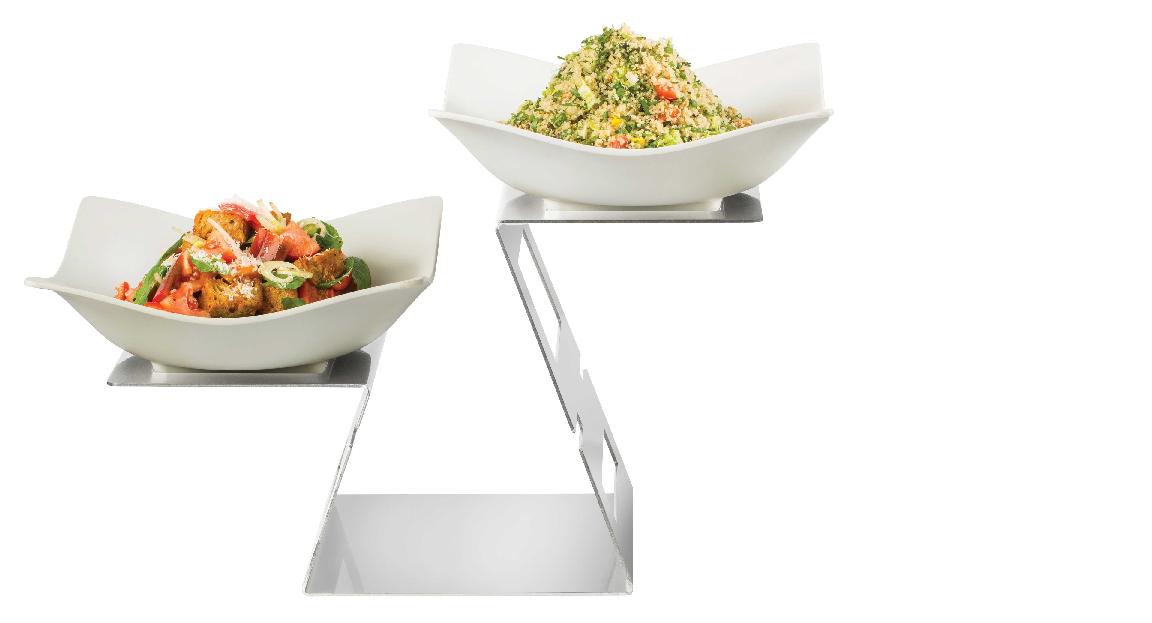 Rosseto Swan Stainless Steel Riser Set with Forme Melamine Bowls, 25.38 x 12.25 x 15.38 inch
