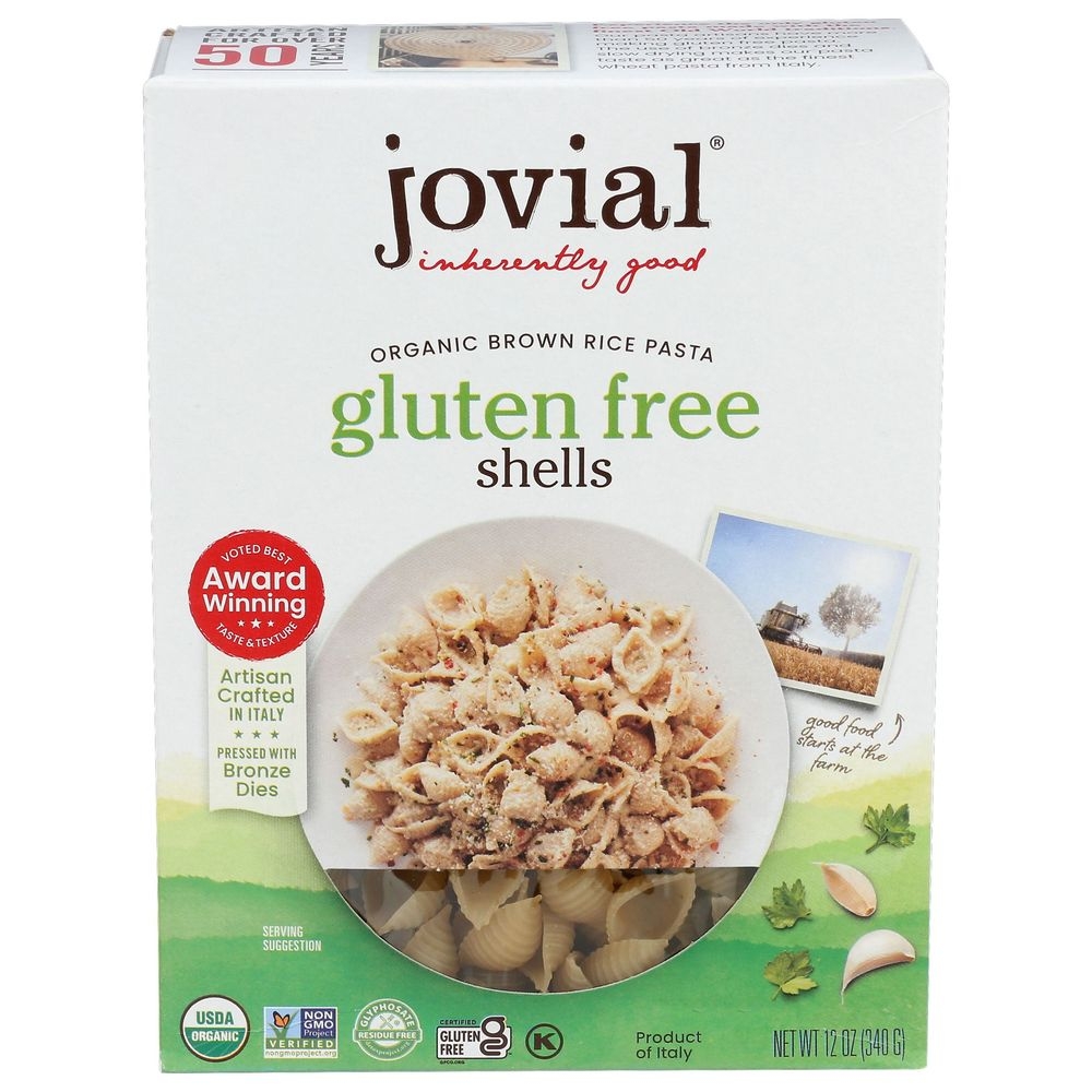 Jovial Organic Whole Grain Brown Rice Pasta Shells, 12 Ounce -- 12 per case