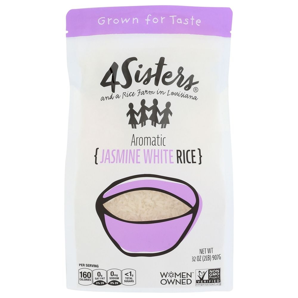 4Sisters Premium Long Grain Aromatic Jasmine White Rice, 2 Pound -- 6 per case