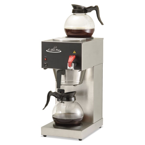 Coffee Pro Stainless Steel Two-Burner 12-Cup Institutional Coffee Maker, 9 x 16.5 x 19 inch