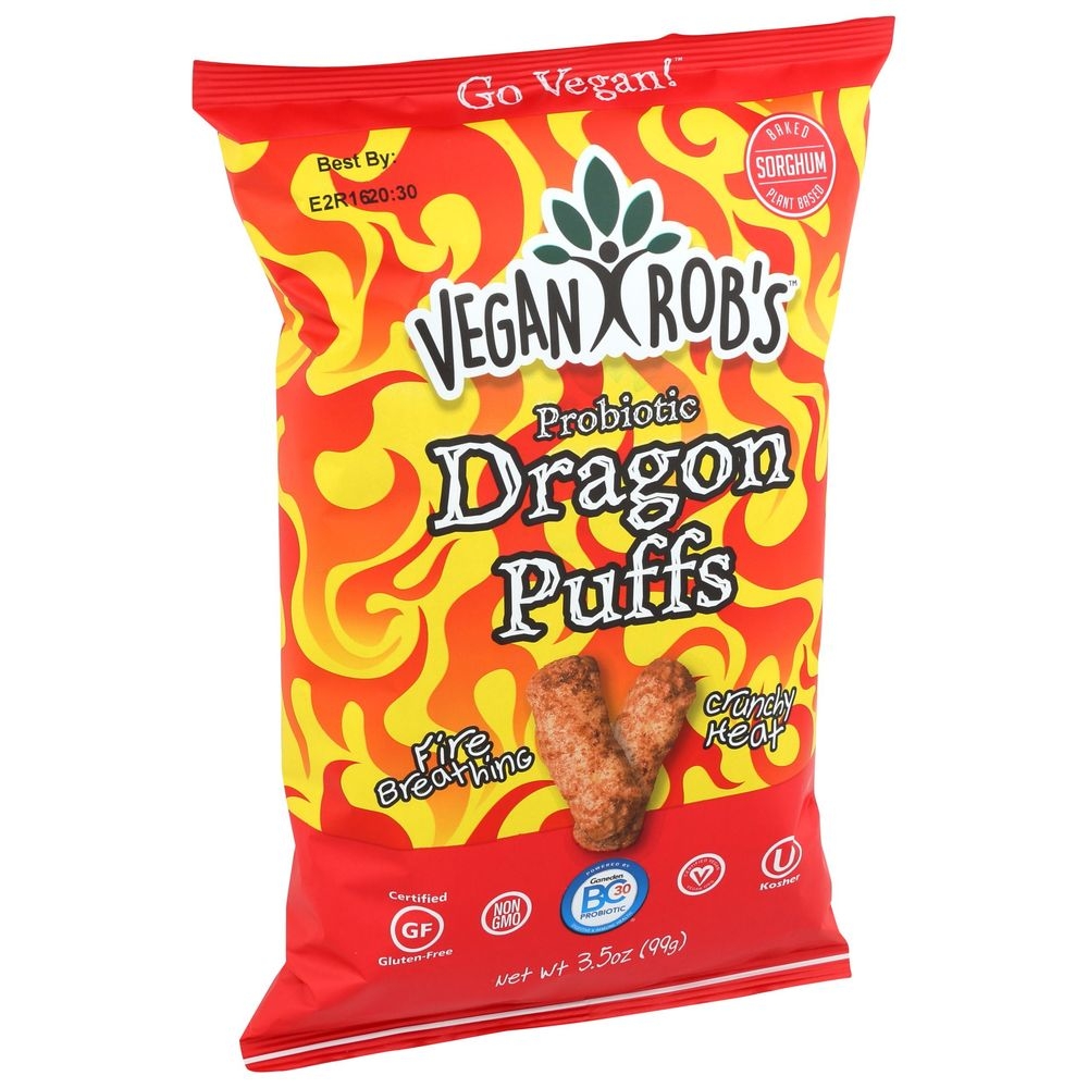 Vegan Robs Probiotic Dragon Puffs, 3.5 Ounce -- 12 per case