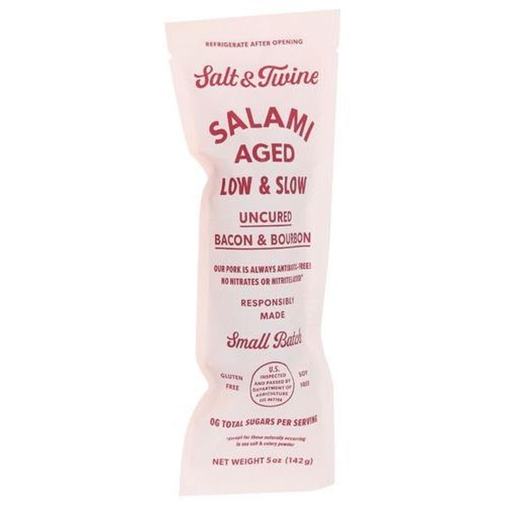 Salt and Twine Uncured Bacon and Bourbon Salami, 5 Ounce -- 12 per case