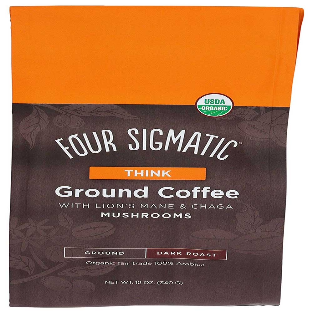 Four Sigmatic Think Ground Coffee with Lions Mane and Chaga Mushrooms, 12 Ounce