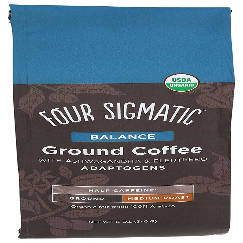 Four Sigmatic Balance Ashwagandha and Eleuthero Adaptogens Medium Roast Ground Coffee, 12 Ounce