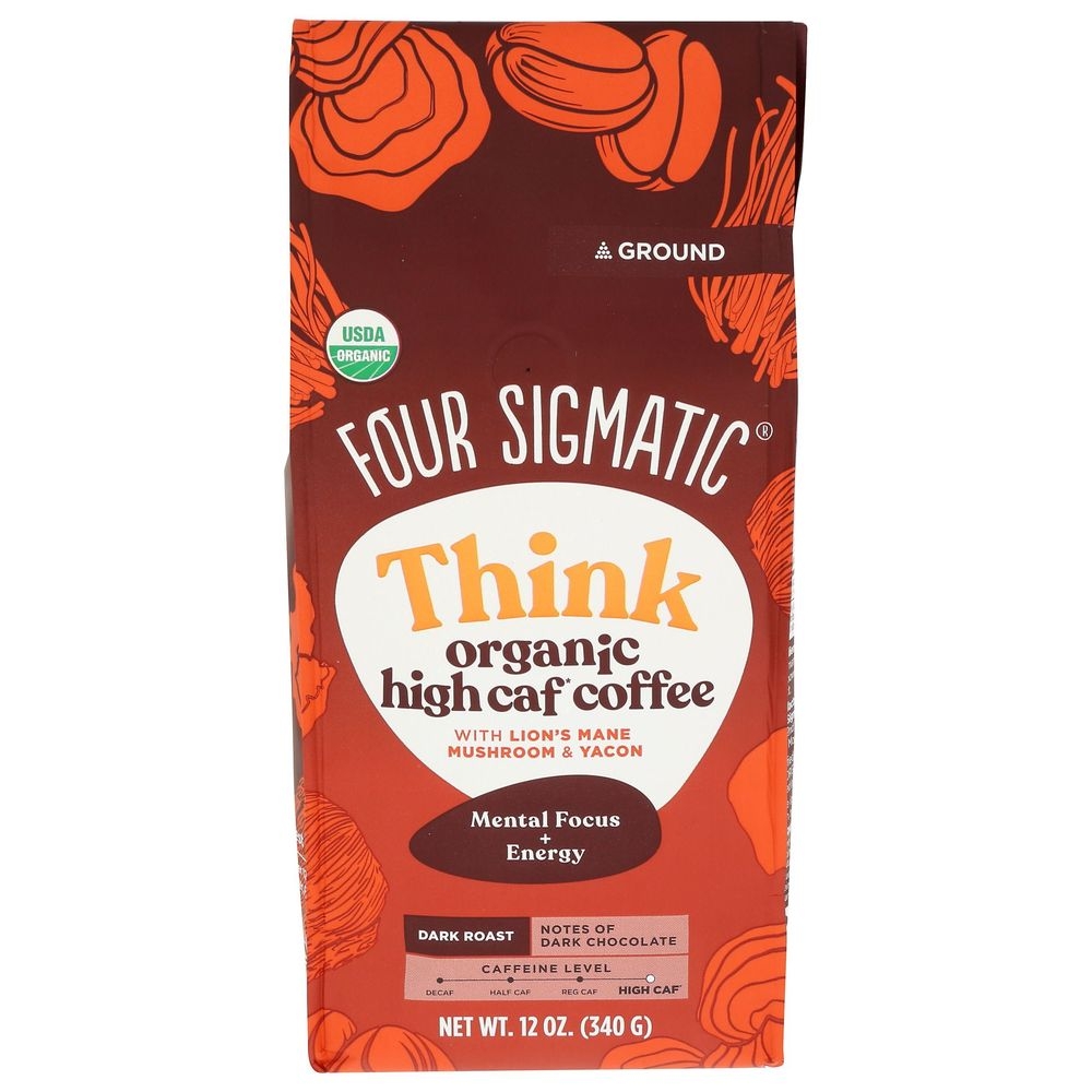 Four Sigmatic Organic Think Mushroom Ground Coffee, 12 Ounce