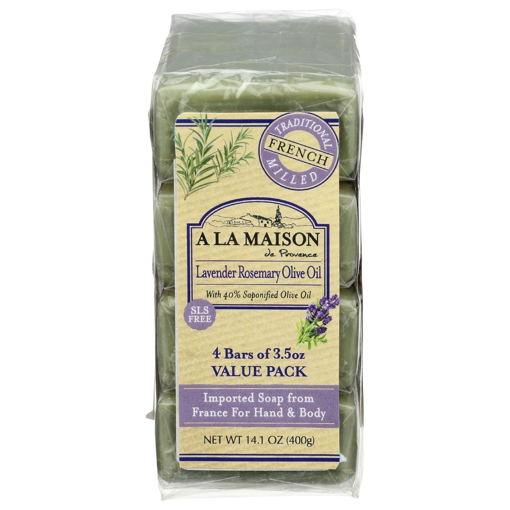 A La Maison Lavender Rosemary Olive Oil Soap Bar, 3.5 Ounce -- 4 per case