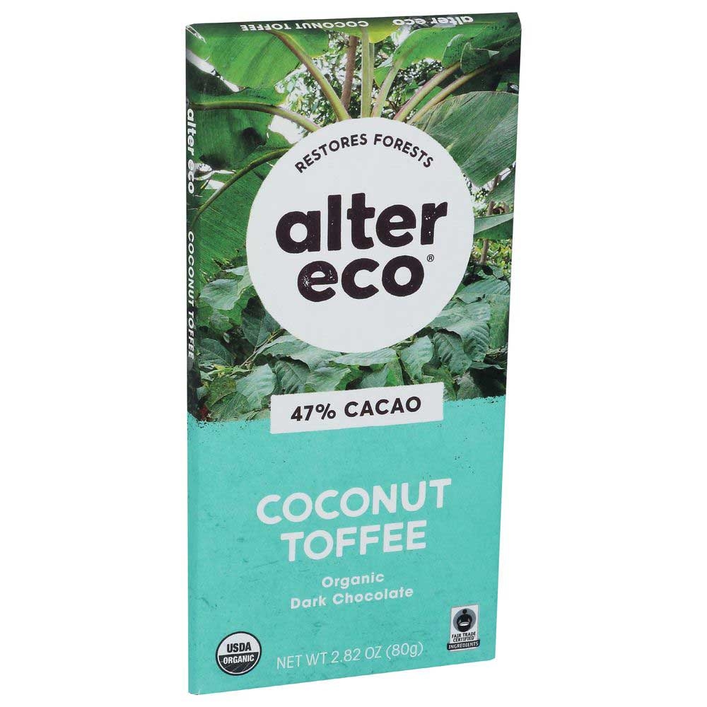 Alter Eco Organic Coconut Toffee Dark Chocolate, 2.82 Ounce -- 12 per case.