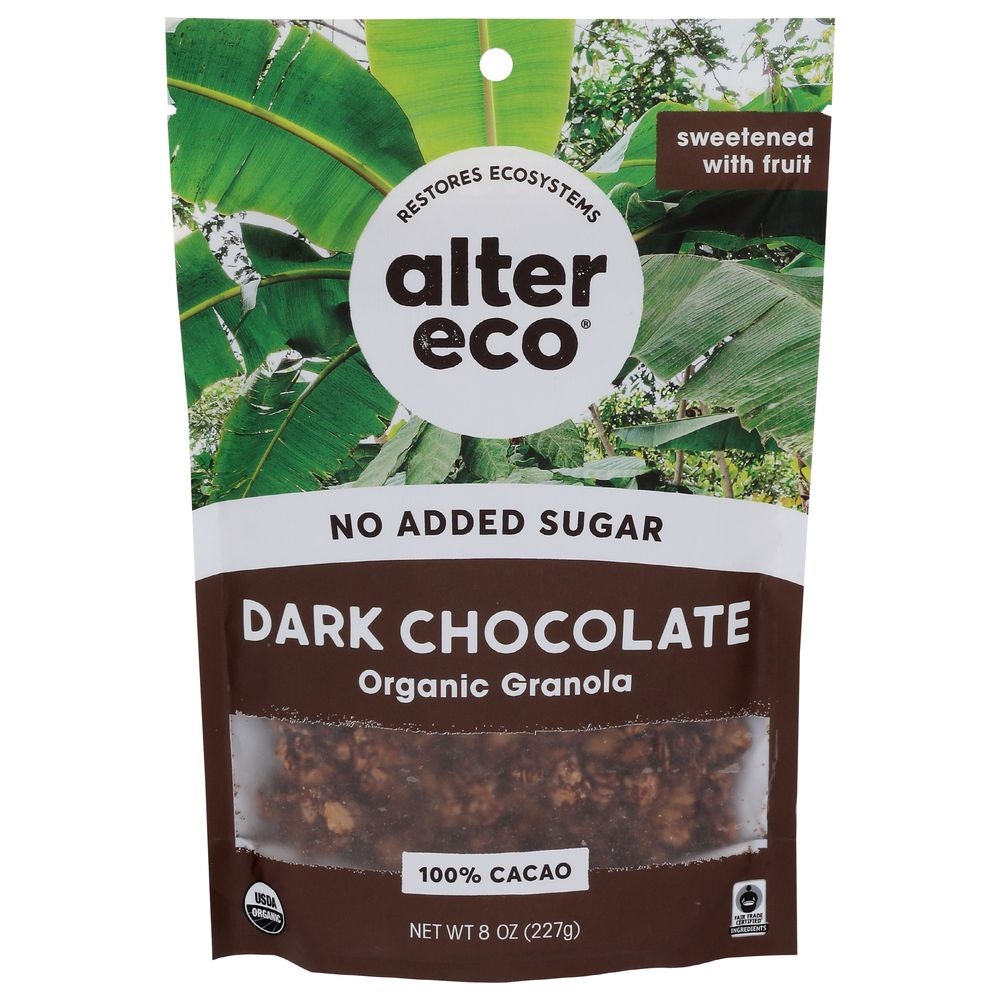 Alter Eco Organic No Added Sugar Dark Chocolate Granola, 8 Ounce -- 6 per case