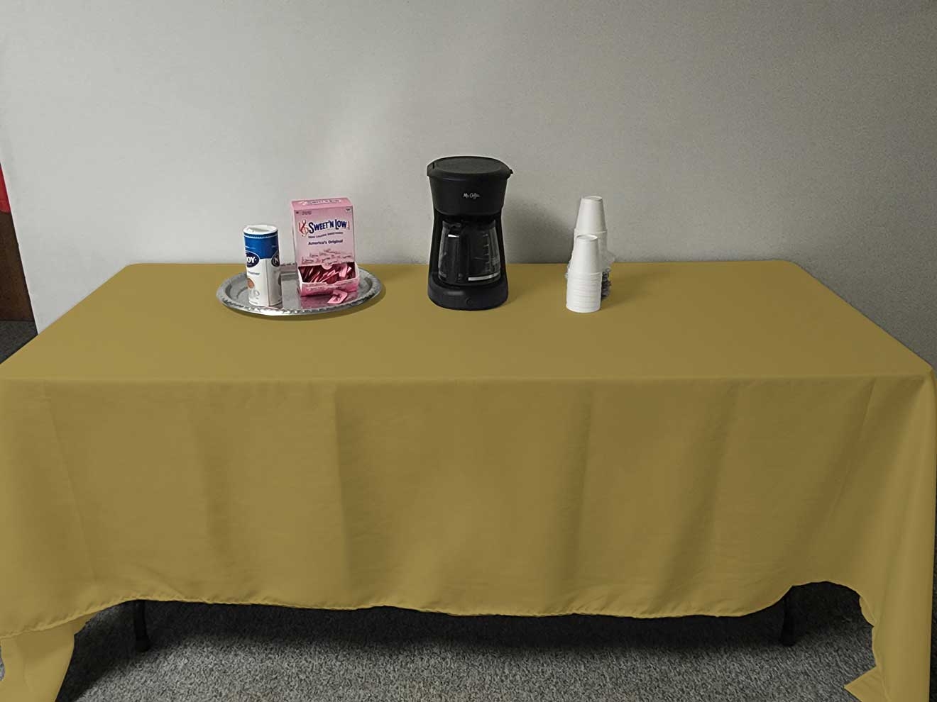 Intedge Gold Poly/Cotton Tablecloth, 45 x 110 inch 