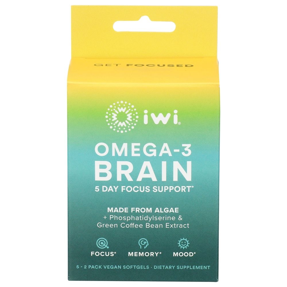 Iwi Omega 3 Brain 5 Day Focus Dietary Supplement, 10 count -- 6 per case