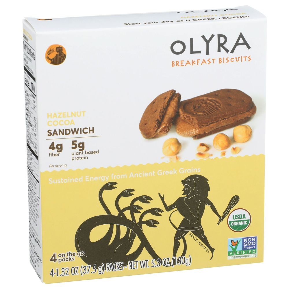 Olyra Organic Hazelnut Cocoa Sandwich Breakfast Biscuits, 5.3 Ounce -- 6 per case