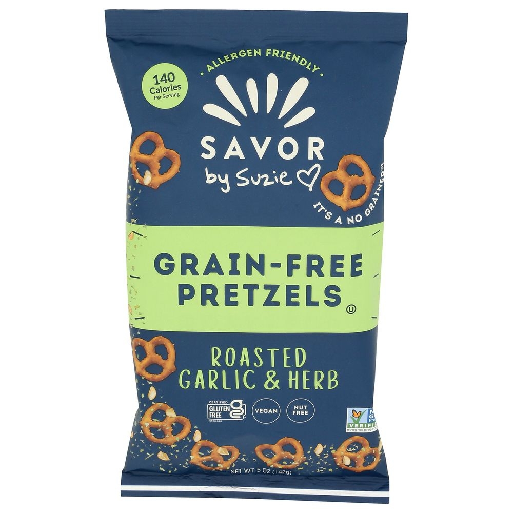 Savor By Suzie Roasted Garlic and Herb Grain Free Pretzels, 5 Ounce -- 12 per case