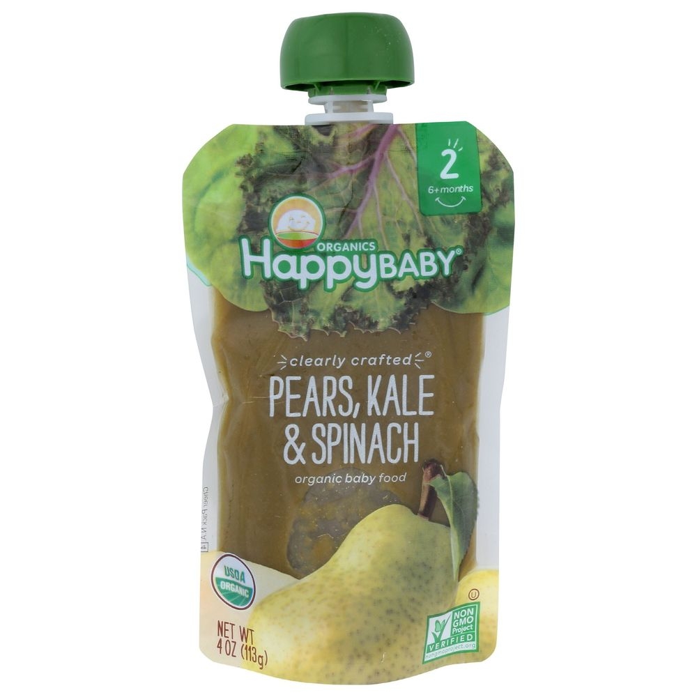 Happy Baby Organic Pears Kale and Spinach for Stage 2 Babies, 4 Ounce -- 16 per case