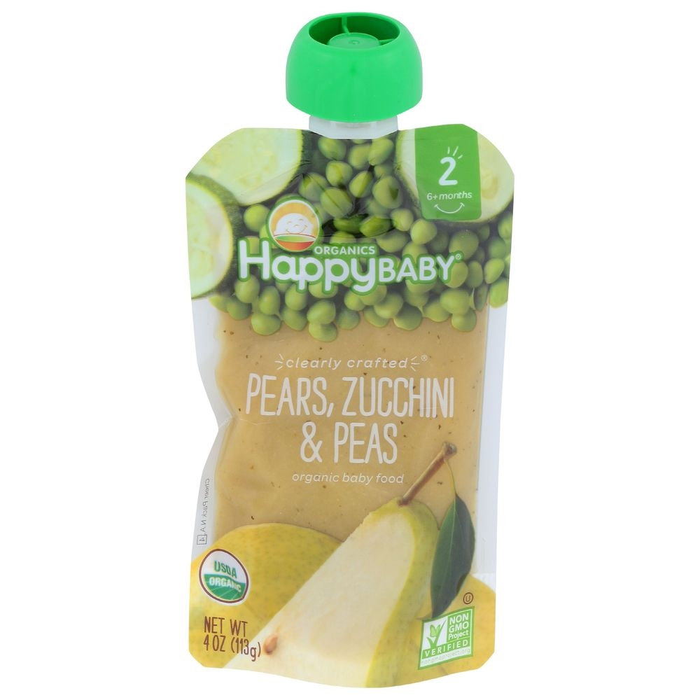 Happy Baby Organic Pears Zucchini and Peas Stage 2 Baby Food, 4 Ounce -- 16 per case