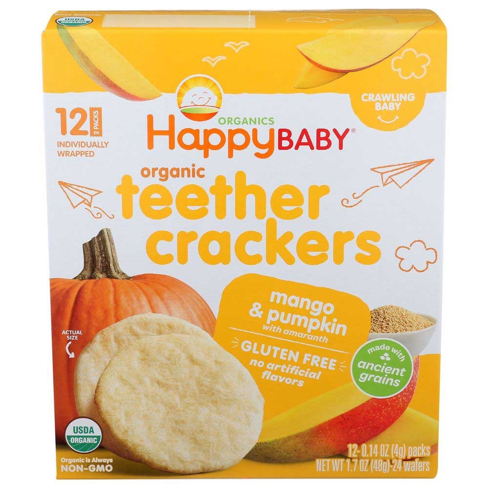 Happy Baby Organic Mango and Pumpkin with Amaranth Teether Cracker, 1.69 Ounce -- 6 per case