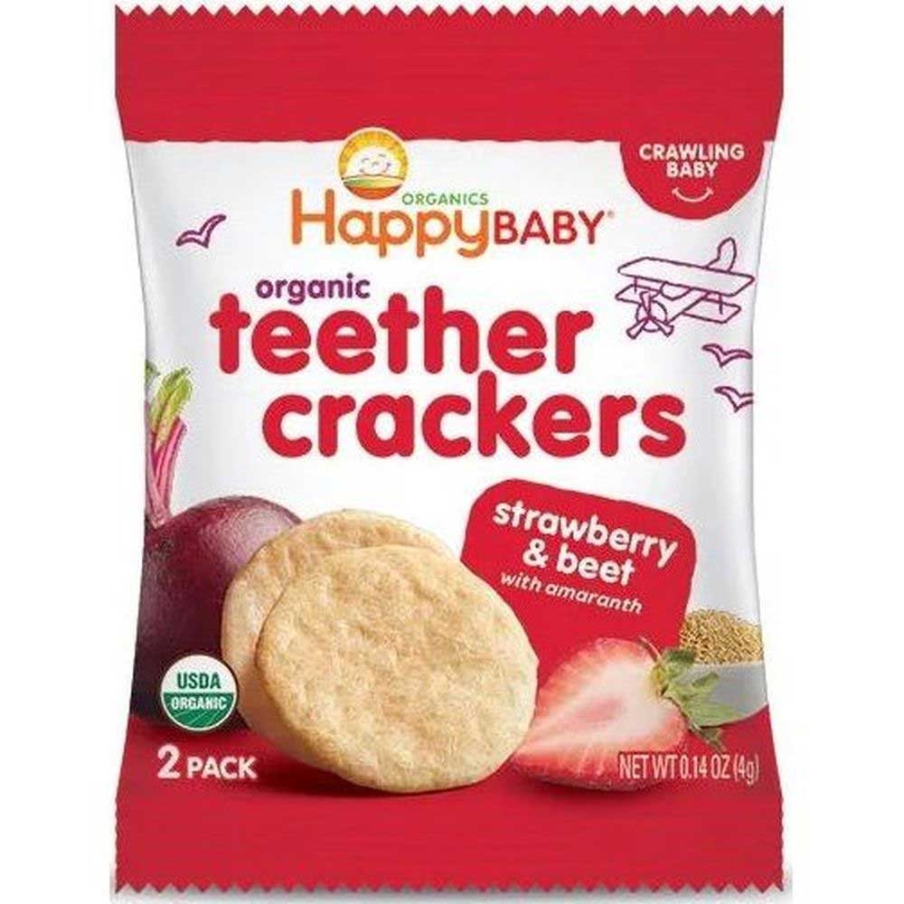 Happy Baby Organic Stage 2 Strawberry and Beet with Amaranth Teether Cracker, 1.69 Ounce -- 6 per case