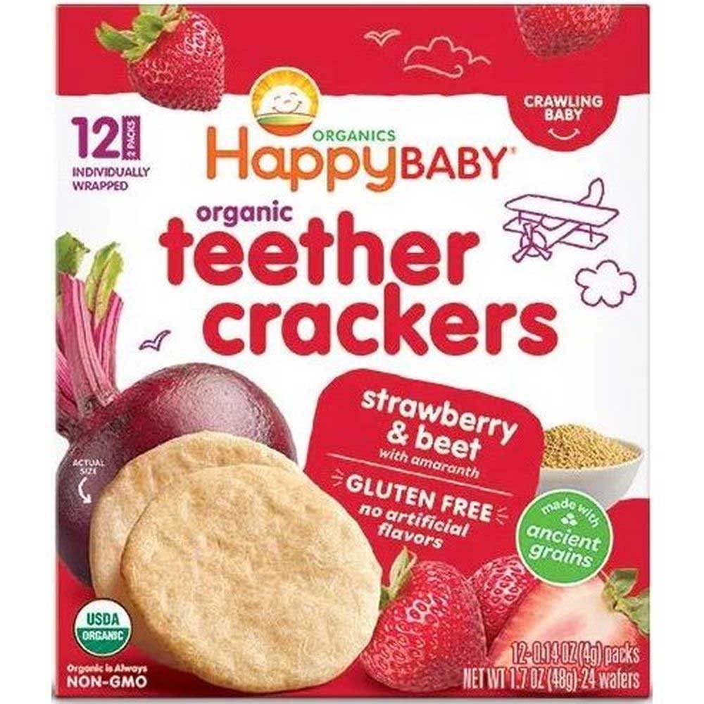 Happy Baby Organic Stage 2 Strawberry and Beet with Amaranth Teether Cracker, 1.69 Ounce -- 6 per case